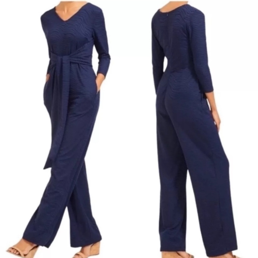 J.McLaughlin Greta Navy radio Waves Jacquard Jumpsuit Small